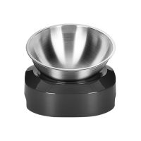 Pet Cat Double Bowls With Raised Stand Stainless Steel Non-slip Neck Protection Cat Drink Water Bowl Feeding Dishes Pet Bowl