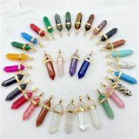 【CW】 Fashion Gem Stone Tiger Hexagonal Pendulum Reiki Pendant Charms Jewelry Making Necklaces 24Pcs