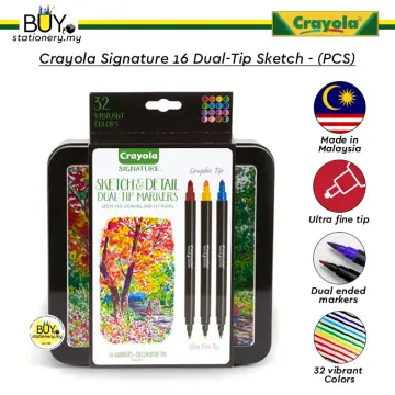 Crayola Signature Dual-Tip Markers, Brush & Detail - 16 markers