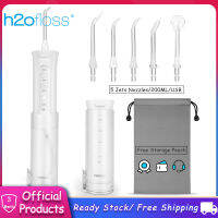 (ฟรีกระเป๋า) H2ofloss MINI ขนาดแบบพกพาทันตกรรม Irrigator 5 โหมด 5 หัวฉีด Jet Telescopic ไร้สายทันตกรรม Flosser USB ชาร์จทำความสะอาดฟัน 200ML ถังน้ำ IPX7 กันน้ำ Water Pick