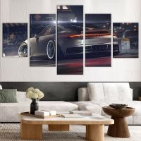 5ชิ้น Porsche 911 GT3รถผ้าใบพิมพ์โปสเตอร์ Modern Wall Art ภาพ Modular-ภาพวาดตกแต่งบ้านสำหรับห้องนอน Backg กรอบ