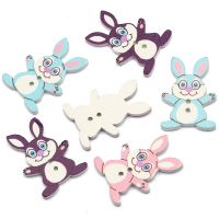 50Pcs Mixed Cartoons Rabbit 2Hole Wooden Buttons For Crafts Scrapbooking Sewing Clothing Decoration DIY Kid Apparel Accessories Haberdashery