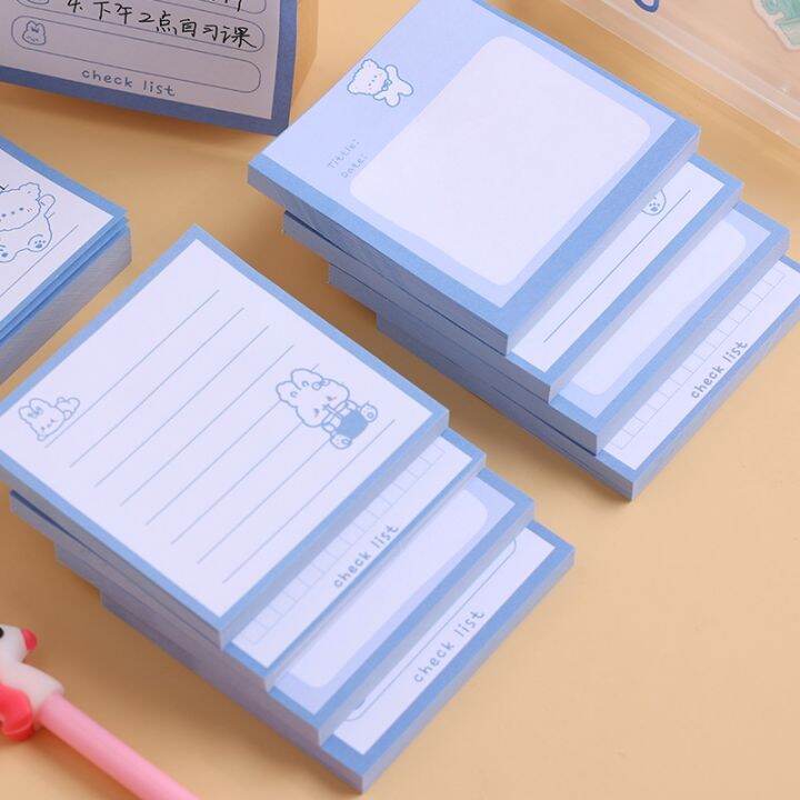 80 Sheets Cute Cartoon Sticky Notes Mini Simple Tearable Message Book ...