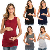 2022 Maternity Tank Top Women Nursing Sleeveless Solid Patchwork Tops T-shirt Camisetas Lactancia Verano Nursing Tanks