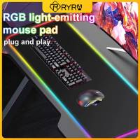 RYRA RGB แผ่นรองปูโต๊ะ Xxl แผ่นรองเมาส์คอมพิวเตอร์พร้อมฮับ USB 80X30 35X25cm แสงไฟแผ่นครอบแป้นพิมพ์แป้นพิมพ์ Mause แผ่นเมาส์สำหรับเล่นเกมส์