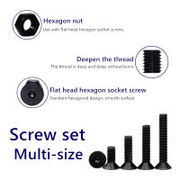 High Quality Hex Hexagon Socket Countersunk Head Screws Kit M2 M2.5 M3 M4 M5 M6 M8 Carbon Steel Flat Head Bolt and Nut Screw Set