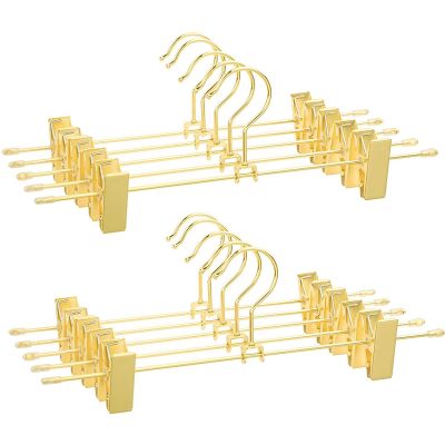 Trouser Hangers Made of Metal, 10 Pieces, Clothes Hangers, 30.5cm, with 2 Non-Slip Clips, for Skirts, Pants, Underwear