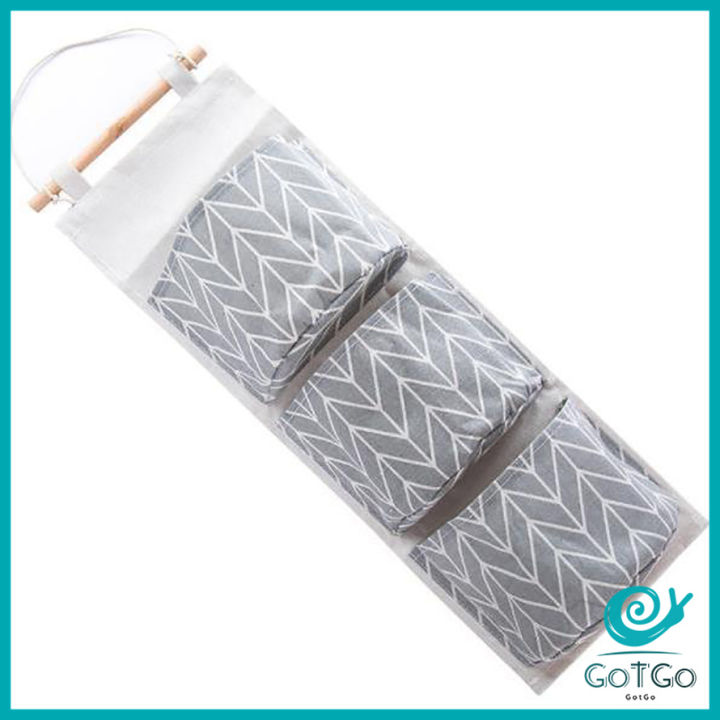 gotgo-กระเป๋าผ้าลินนิน-เก็บของแบบ-3-ช่อง-แขวนผนัง-ถุงแขวนเก็บของ-แขวนผนัง-layer-wall-storage-มีสินค้าพร้อมส่ง