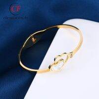 [COD] mother-of-pearl stainless steel bracelet light luxury elegant heart-shaped shell titanium gold-plated girls