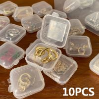 10PCS Small Boxes Square Transparent Plastic Box Jewelry Storage Case Finishing Container Packaging Storage Box for Earrings