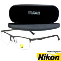 Nikon แว่นตา รุ่น 9011 กรอบเซาะร่อง Rectangle ทรงสี่เหลี่ยมผืนผ้า ขาสปริง วัสดุ สแตนเลส สตีล (สำหรับตัดเลนส์) กรอบแว่นตา สวมใส่สบาย น้ำหนักเบา ไม่ตกเทรนด์ Gouging frame Eyeglass Spring legs Stainless Steel material Eyewear Top Glasses Made in Japan