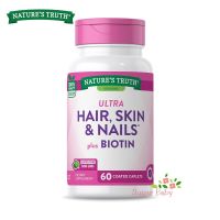 Natures Truth Ultra Hair Skin &amp; Nails Plus Biotin 60 Coated Caplets วิตามินบำรุงผม ผิว เล็บ ผสมไบโอติน 60 แคปเล็ท