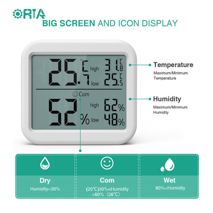 ORIA Digital Hygrometer Thermometer Temperature Humidity Gauge Meter ...