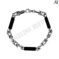 ANGELINO RUFOLO Bracelet ดีไซน์ Rectangle C.S. Chain สร้อยข้อมือผู้ชาย Stainless Steel 316L(สแตนเลสสตีล)คุณภาพเยี่ยม สีเงิน-ดำ/สีเงิน-ทอง/สีเงิน