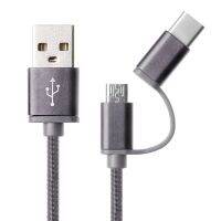 【สหรัฐอเมริกา Stock 】2In1 USB 2.0 USB ตัวผู้ USB 3.1ประเภท C Micro USB สานข้อมูลสายชาร์จ