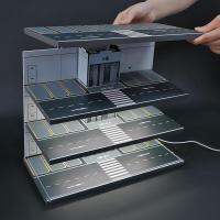 GuangquanStrade เคสที่จอดรถขนาด1:64ระดับพร้อมที่จัดระเบียบไฟ LED สำหรับรถจำลอง