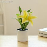 Modern Flower Vase Fake Flower Pot Simulated Easy Care Plastic Realistic Lily Bonsai Artificial Plant Decor For Home