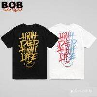 BOB_เสื้อยืดลาย แนวสตรีท รุ่น Get High ขาว ดำ แขนสั้น เสื้อยืดชาย หญิง/!(SMLXL-3XL)