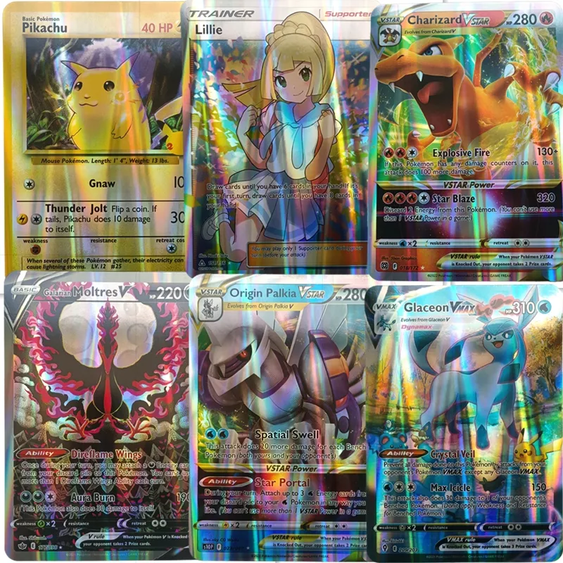 Pacote De Cartas Pokémon Vstar, Arceus V Max, Gx, Pikachu, Mewtwo,  Charizard, Rainbow, Super Raras, Oversized, Jumbo, Xxl, 18 Cm X 13cm -  Cards De Jogos Para Colecionadores - AliExpress