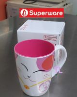 ซูปเปอร์แวร์ถ้วยน้ำมีหู 3 Lucky Cat Pink (แก้วโชคดี) ซุปเปอร์แวร์เกรดA เมลามีน100% ตรานกเพนกวิน superware #superwareFlashsale