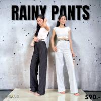 Rainy Pants กางเกงกระบอกใหญ่ ลายริ้ว ผ้ายืดหยุ่น ทิ้งตัว มีน้ำหนัก