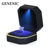 1Pc LED Jewelry Wedding Ring Box Luxury Necklace Pendant Gifts Display With Light For Proposal Engagement Jewelry Organizer Box