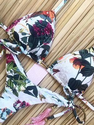 hotx 【cw】 2020 Floral Print Swimwear Swimsuit Push Up Bikinis Bandage Biquini Feminino Womens