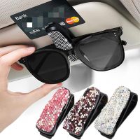 【cw】 Car Rhinestone Glasses Clip Mount Card Ticket Holder Fastener Decoration Accessories