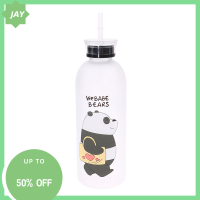 ?【Lowest price】Jay Frosted PANDA Bear CUP 1000ml ขวดน้ำที่มีฟางรั่ว-proof protein Shaker