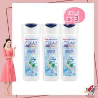 Clear Shampoo Blue 170 ml x 3  เคลียร์ แชมพู ไอซ์คูล เมนทอล ขนาด 170 มล. แพ็ค 3 ขวด