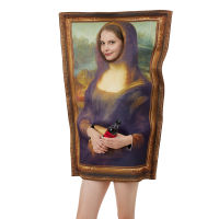 ผู้หญิงตลก Mona Lisa ชุดฮาโลวีนสำหรับผู้ใหญ่ชุดจิตรกรรมที่มีชื่อเสียง