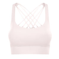 Padded Sport Bras Lady Breathable Quick Dry Cross back Crop Tops Nake-feeling Tank Tops With Removable Chest Pads Running Bras