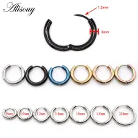 Alisouy 1 Pair 3mm Simple Classic Hoop Earrings for Women Men Glossy Stainless Steel Small Huggie Earrings Unisex Style