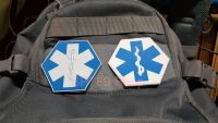 พร้อมส่งจากไทย อาร์มตีนตุ๊กแก PVC อย่างดี Patch star of life (งานสิงคโปร์) หกเหลี่ยม (Patchเป็นตีนตุ๊กแก) Size 8×8cm.