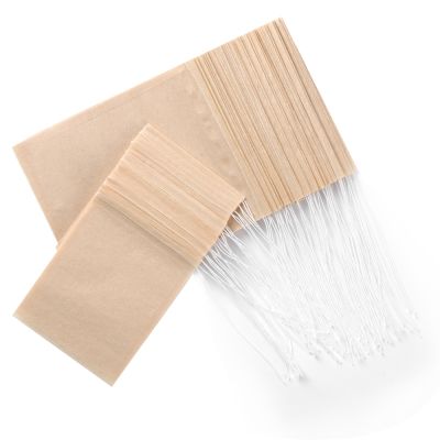 200pcs Teabags Filter Wood Pulp Paper Biodegradable Unbleached Penetration Close With Drawstring