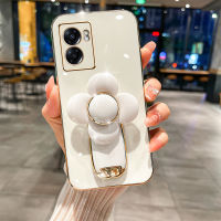 เคสสำหรับ OPPO A77 Realme Narzo 50 5G,แฟชั่นสวยงามดอกไม้หมุนได้กล่องโลหะชุบหรูหราโทรศัพท์ซิลิโคนนิ่มกันกระแทกฝาครอบด้านหลังคู่