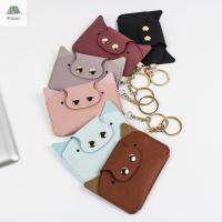 BAGGYS ของขวัญสุดสร้างสรรค์โซ่กุญแจขนาดเล็ก Dompet Pelajar สีพื้นหัวเข็มขัดกระเป๋าสตางค์ใส่บัตรกระเป๋าสตางค์หมูลายการ์ตูน