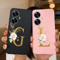 เคสโทรศัพท์ตัวเคสโทรศัพท์ซิลิโคนกันกระแทกตัวอักษรลายกุหลาบหรูหรา4G สำหรับ Oppo Realme C55 Realme C 55 RealmeC 55 OppoC55กันชนกระเป๋าโทรศัพท์ตัวเรือน