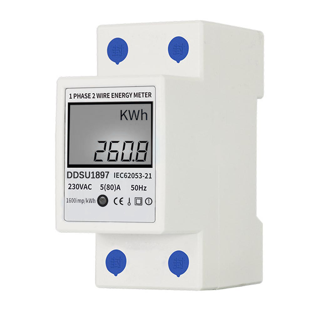 1pcs 220V 1-Phase 2-Wire DIN Rail Electronic Energy KWh Meter 50Hz 10 A IS 40 