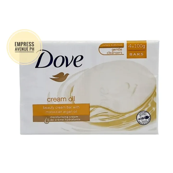 Dove Cream Oil Beauty Cream Bar With Moroccan Argan Oil 4 Bars X 100g