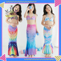 【จัดส่งที่รวดเร็ว✨】Girls Swimwear 3-14 Years Old Polyester Material Walking Mermaid Tail Split Swimsuit Bikini