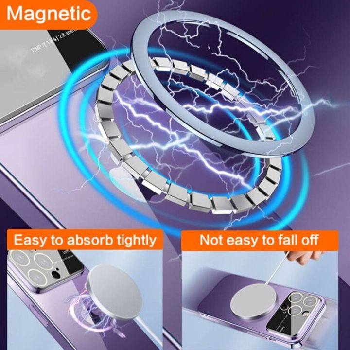 สำหรับ-magsafe-เคสใสชาร์จไร้สายแม่เหล็กได้สำหรับ-iphone-14-13-12-11-pro-max-14plus-เคสป้องกันเลนส์กระจกหน้าต่างขนาดใหญ่