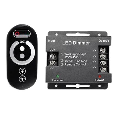 DC12-24V LED Strip Light RF Touch Remote Controller Dimmer for 5050 Tape Lights Adjust Brightness