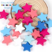 20pcs Natural Wooden Colorful Five-pointed Star Beads Loose Spacer Beads For DIY Bracelet Jewelry Making Handmade Accessories DIY accessories and othe