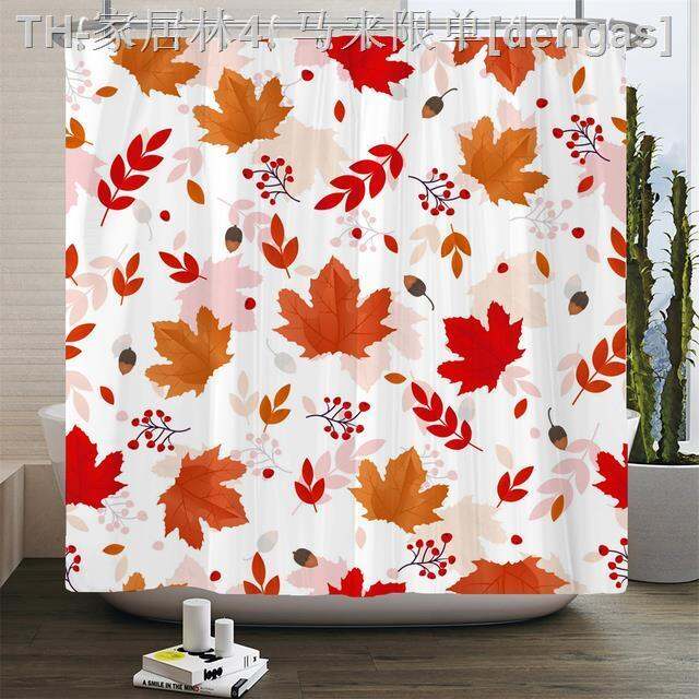 cw-trees-leaves-shower-curtain-polyester-printing-curtains-for-with-hooks