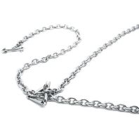 ake ake Chain Necklace - Silver สร้อยคอเงินแท้ 925 ทำมือแฮนด์เมด ลายโซ่คลาสสิก ตัวล็อกลายยุคกลางยุโรป ชุบโรเดียมขาว