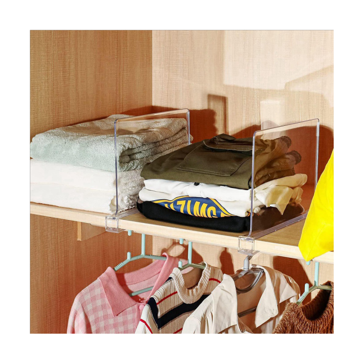 4 Pack Shelf Dividers for Closet Organization,Clear Wood Shelves Dividers for Kitchen