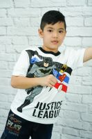 เสื้อคอตตอนสีขาว พิมพ์ลายฺBatman  JL650586 (S-XL) สำหรับเด็กอายุ 4-10 ปี  สินค้าพร้อมส่ง