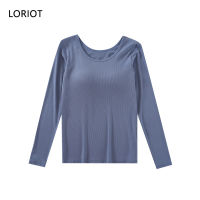 LORIOT บรายางเสื้อยืดสำหรับผู้หญิงแขนยาวเสื้อยืดกลมคอเซ็กซี่ลำลอง SA1376เกาหลี