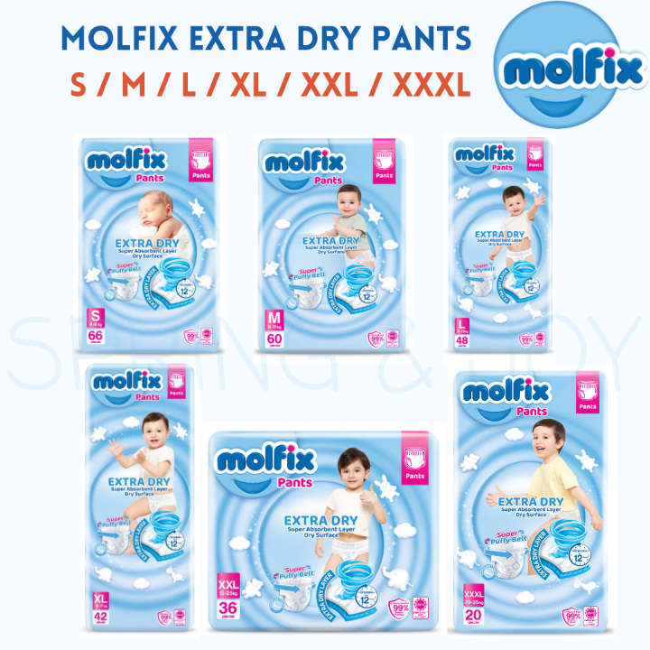 Molfix Extra Dry Pants Baby Diapers S M L XL XXL XXXL X 1